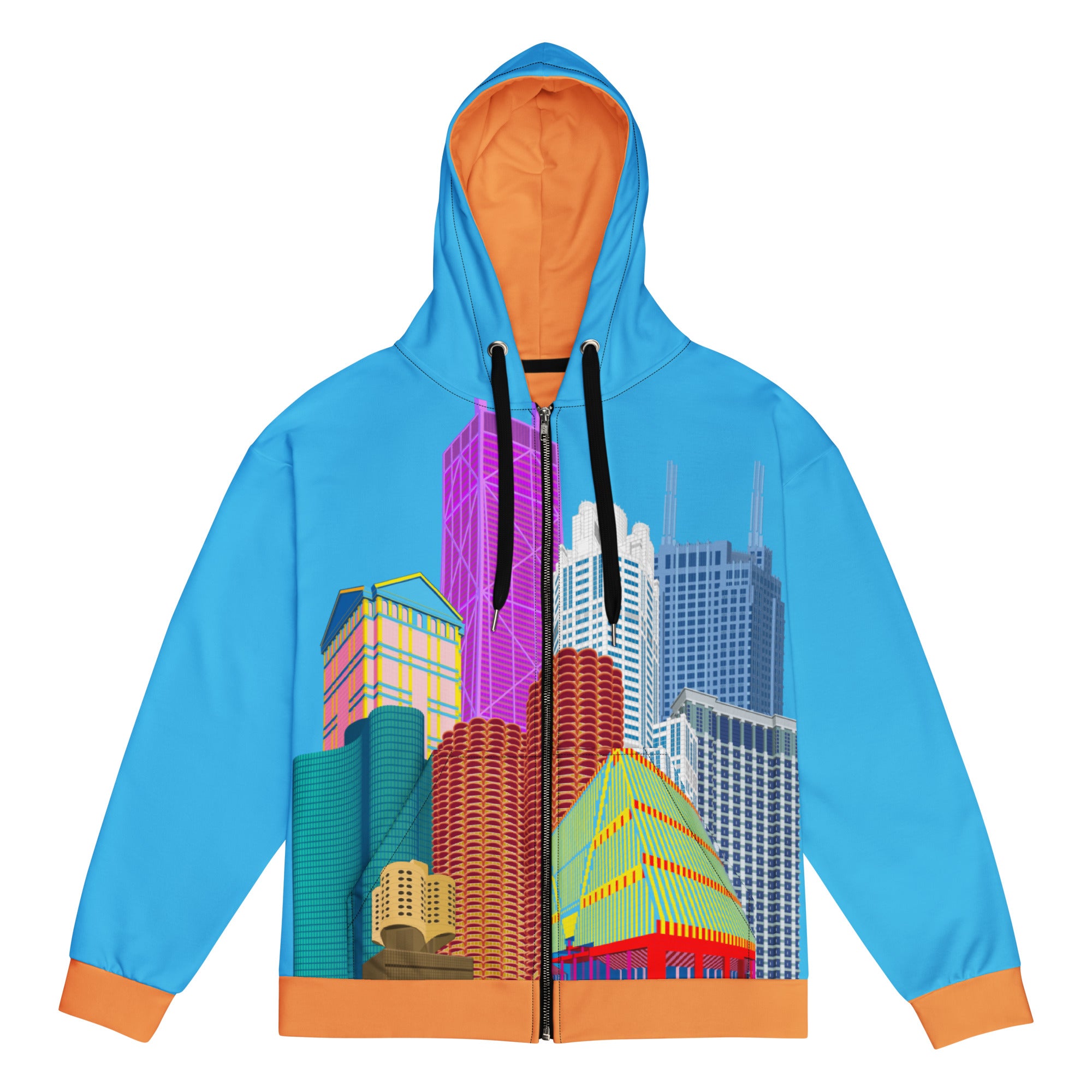 Chicago Skyline Recycled Unisex Zip Hoodie