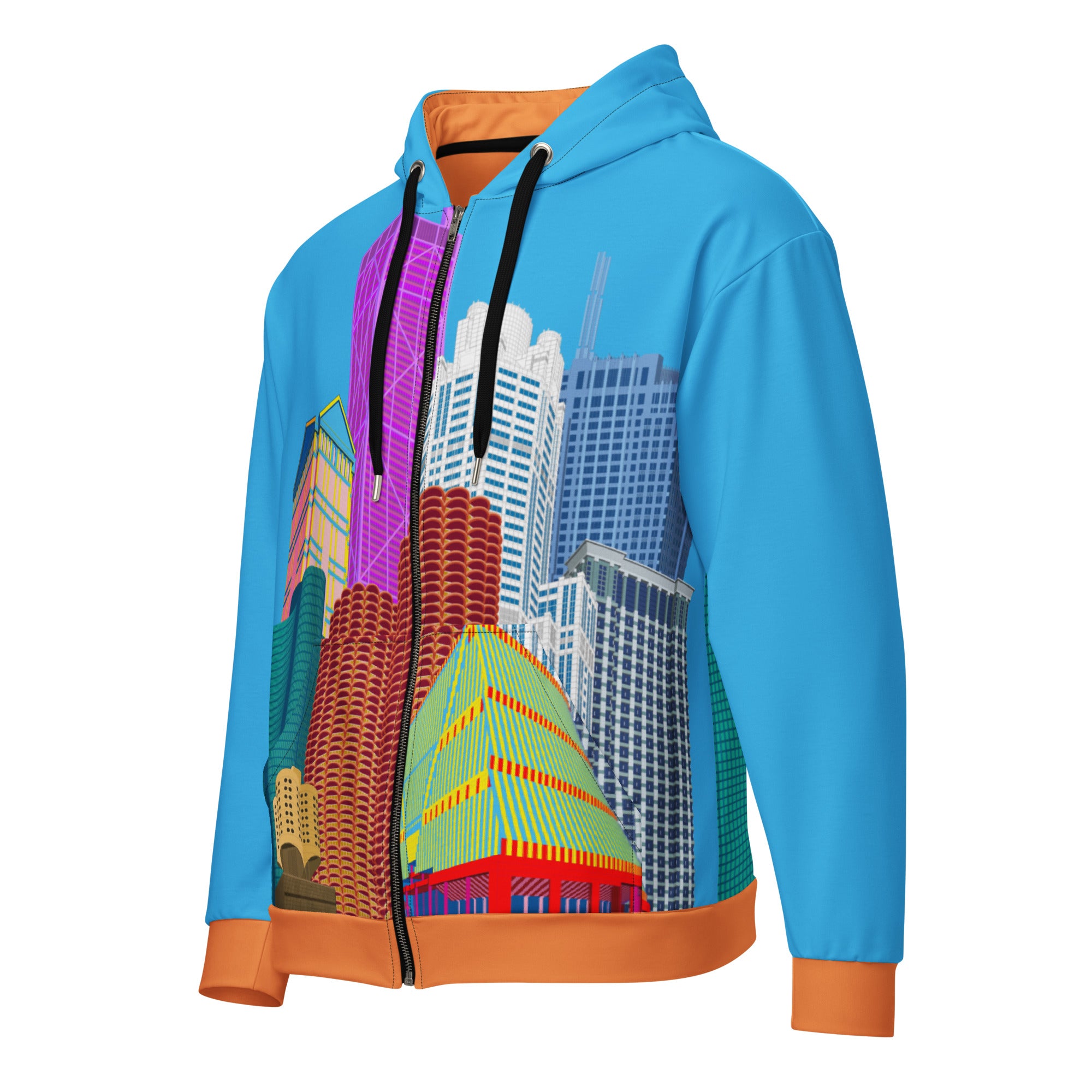 Chicago Skyline Recycled Unisex Zip Hoodie