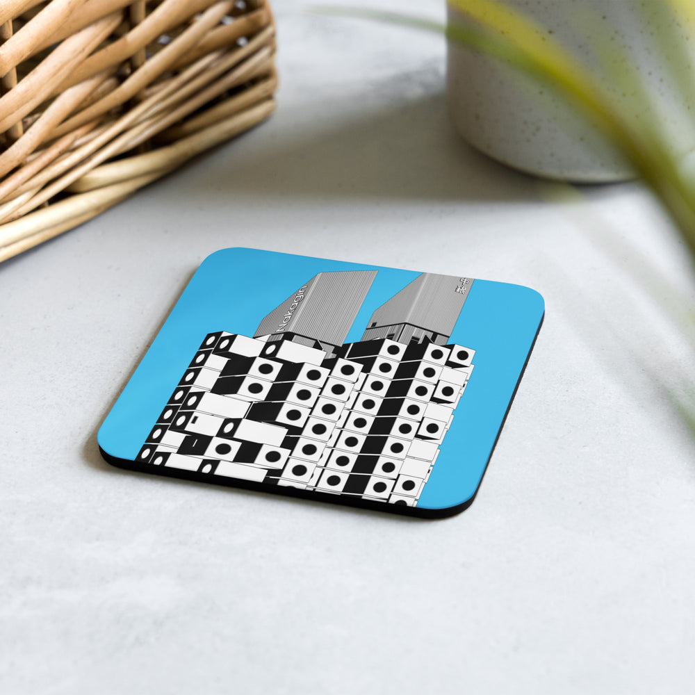 Nakagin Capsule Tower Blue Cork-Back Coaster
