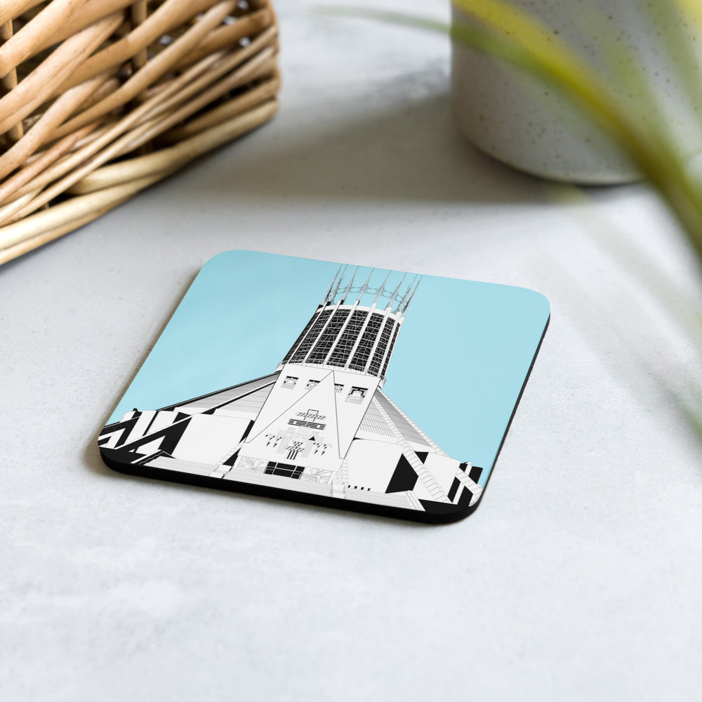 Liverpool Metropolitan Cathedral Blue Cork-Back Coaster