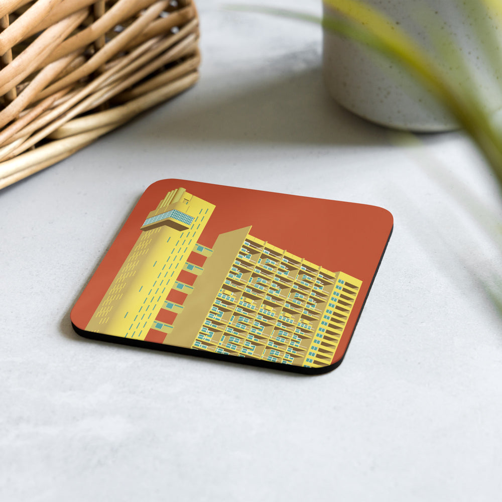 Trellick Tower Colour Illustration Cork-back Coaster