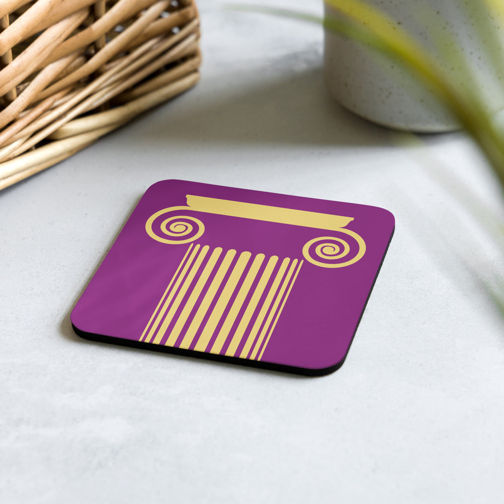 Ionic Column Purple & Mustard Coaster
