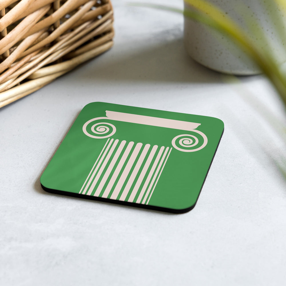 Ionic Column Green & Peach Coaster