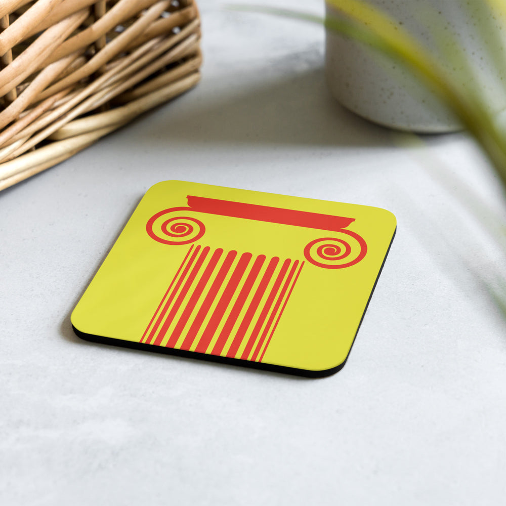 Ionic Column Red & Yellow Coaster