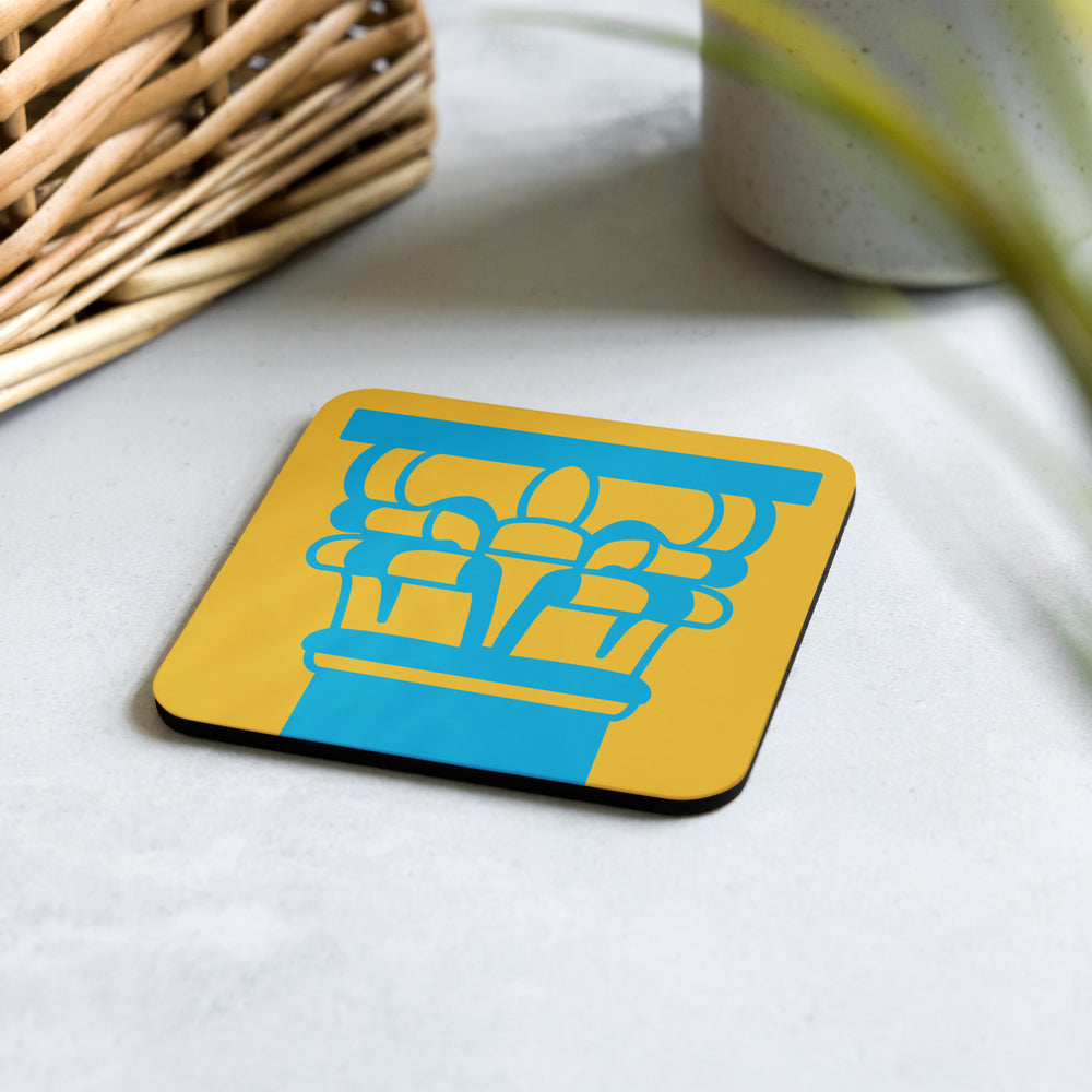 Corinthian Column Blue & Orange Coaster