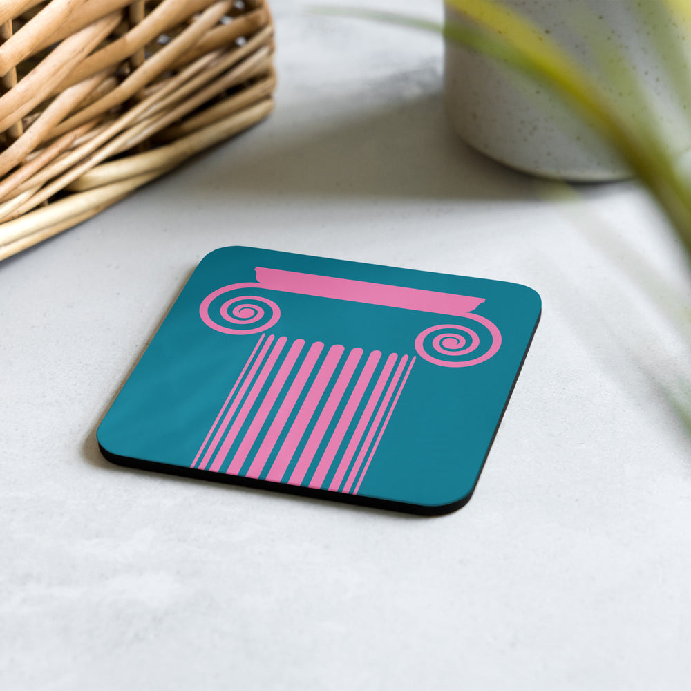 Ionic Column Teal & Pink Coaster