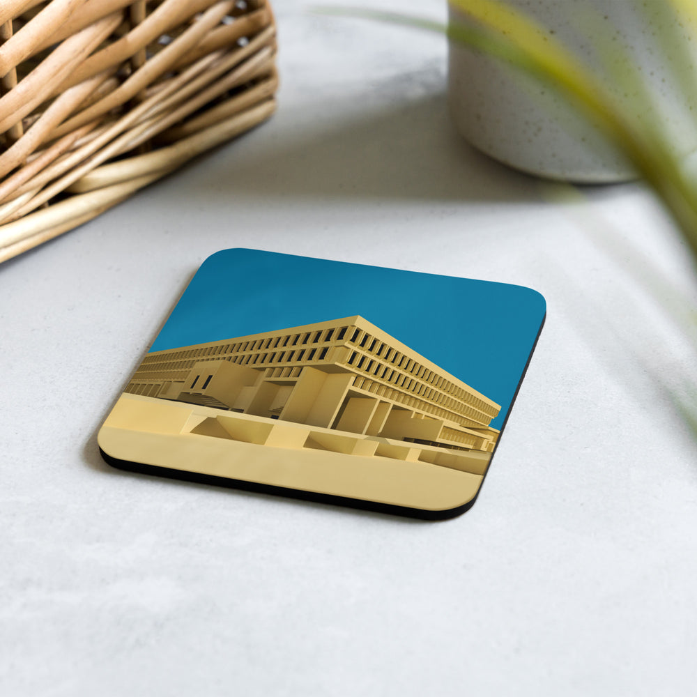 Boston City Hall Colour View Cork-back Coaster