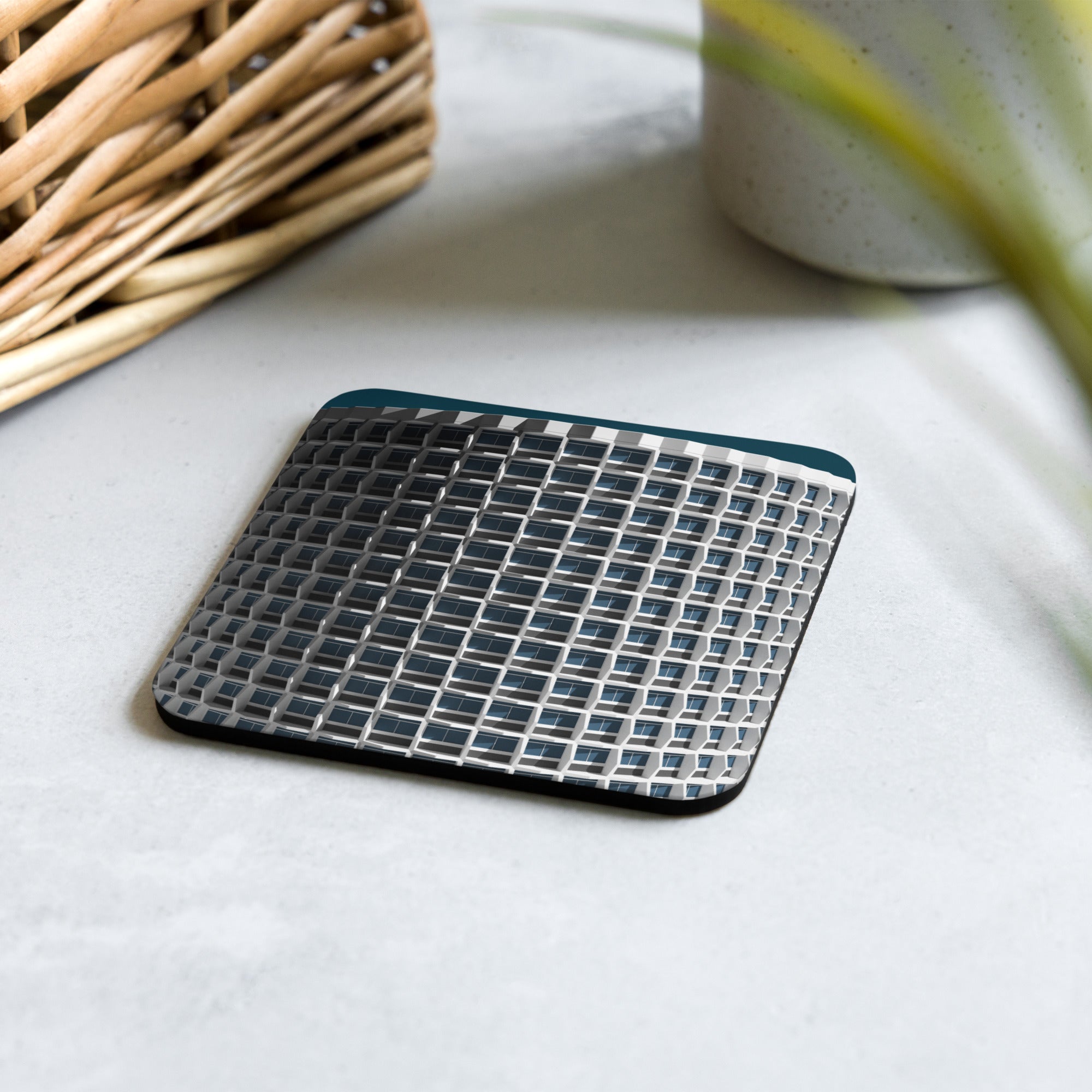 Space House With Shadows Cork-back Coaster