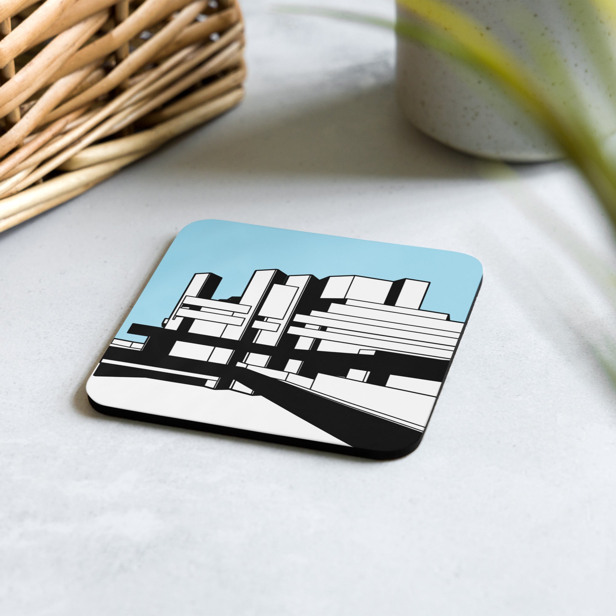 National Theatre West View Blue Cork-back Coaster