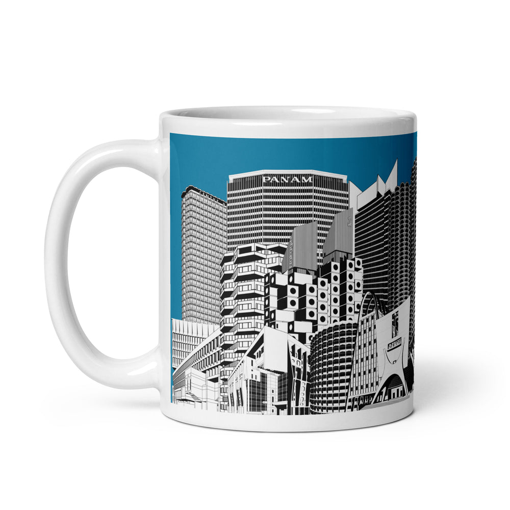 Brutalist Architecture Blue Mugs