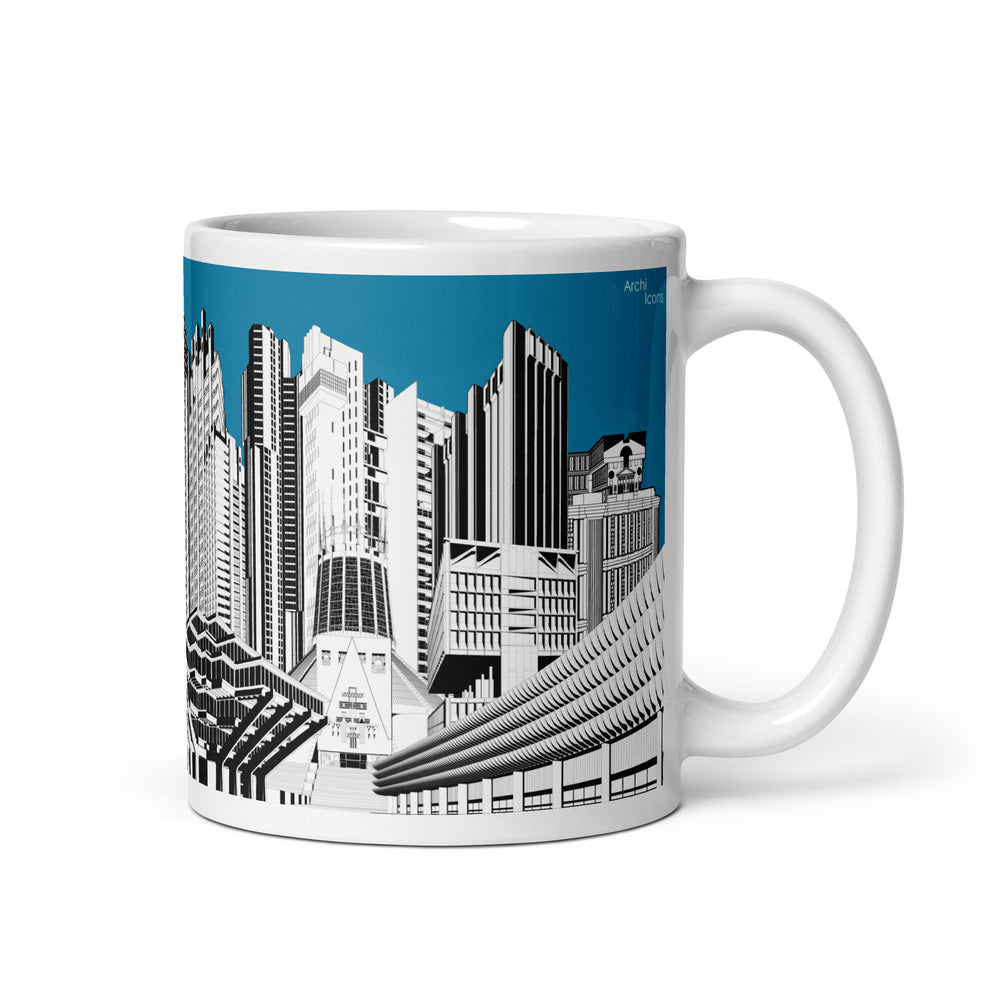 Brutalist Architecture Blue Mugs