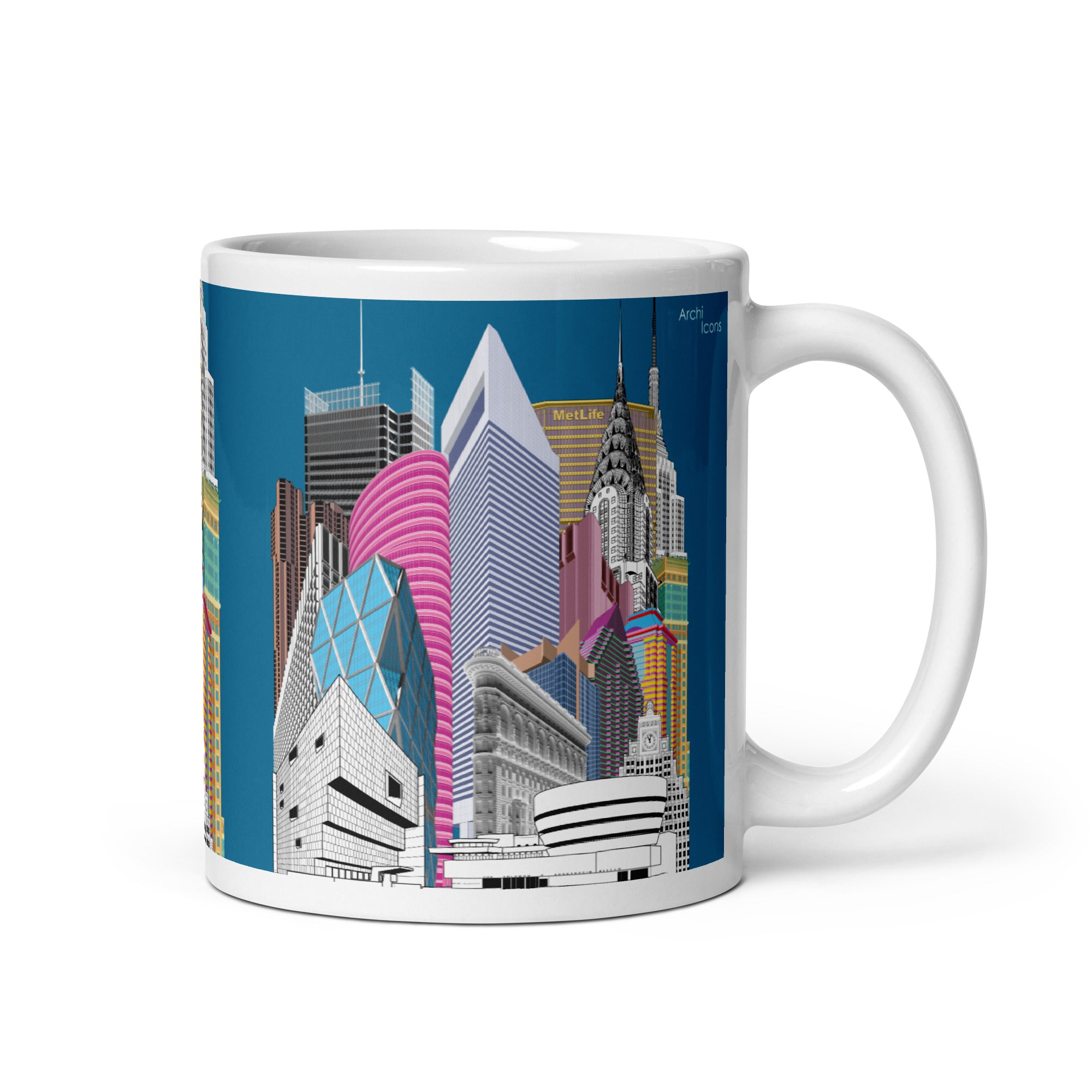 New York Skyline Blue Mugs