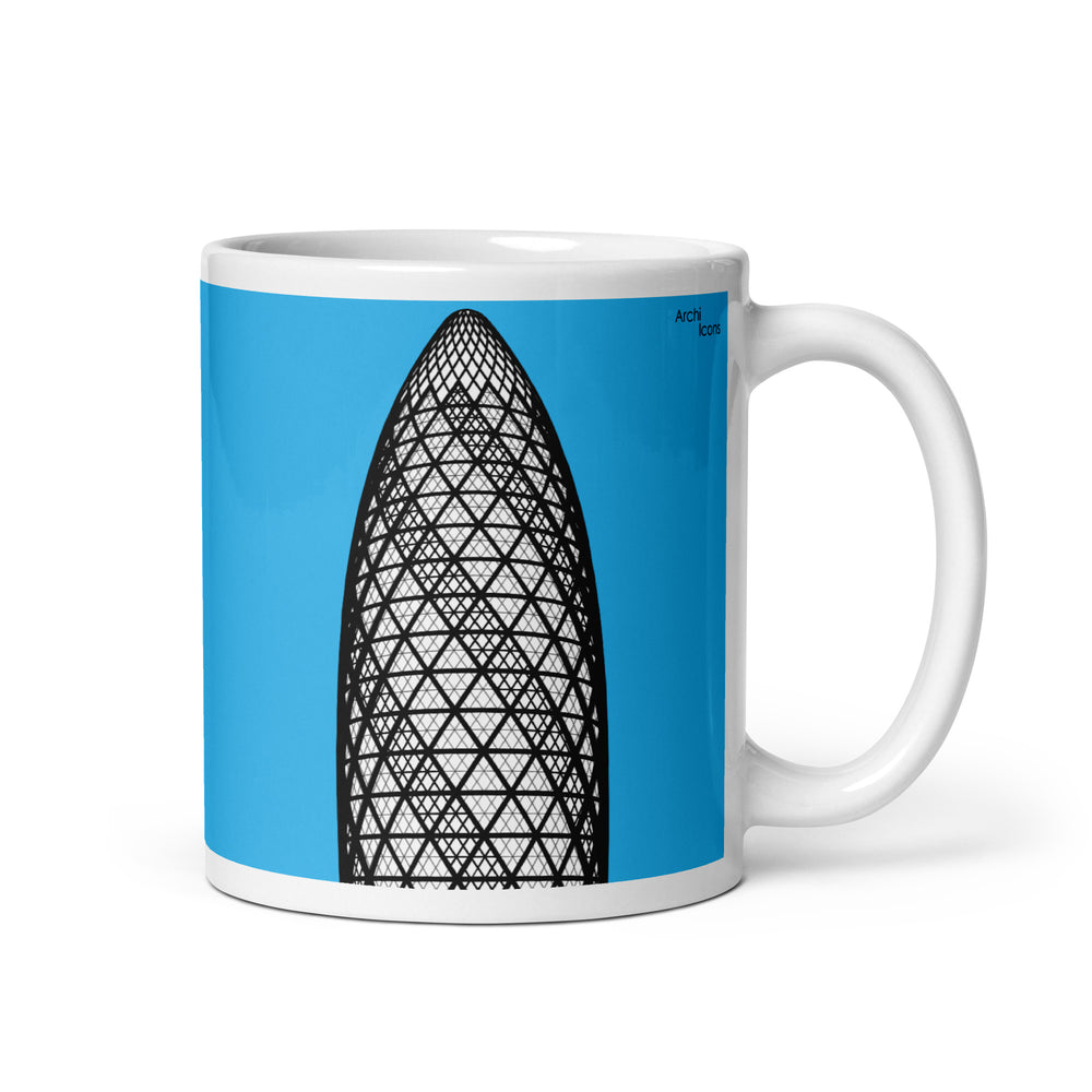 30 St Mary Axe (the Gherkin) Blue Mugs