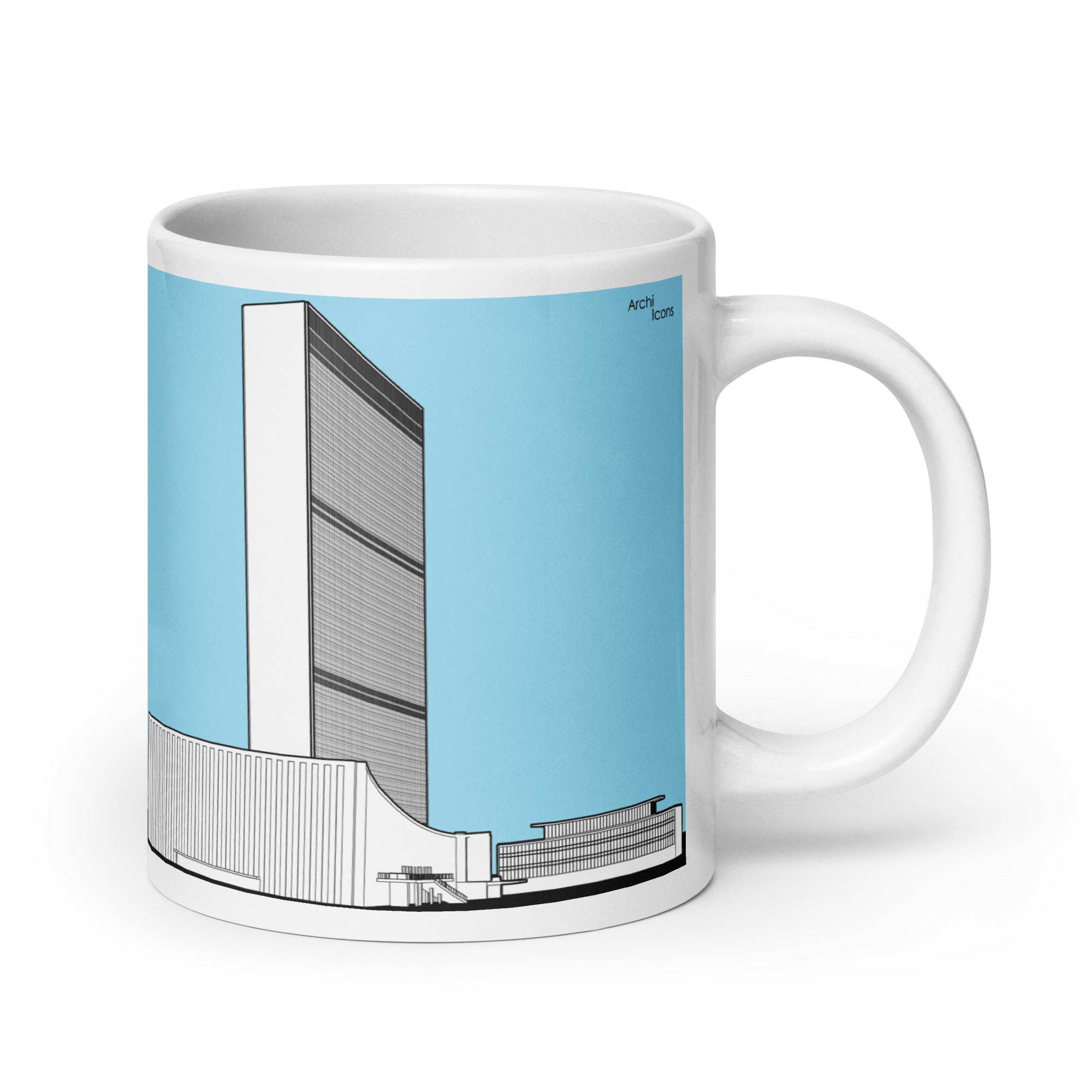 Headquarters of the United Nations Blue Mugs