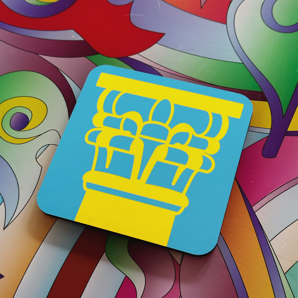 Corinthian Column Blue & Yellow Coaster