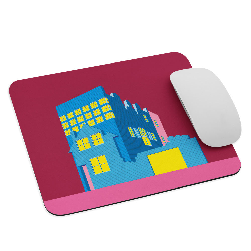 Blue House Mouse pad