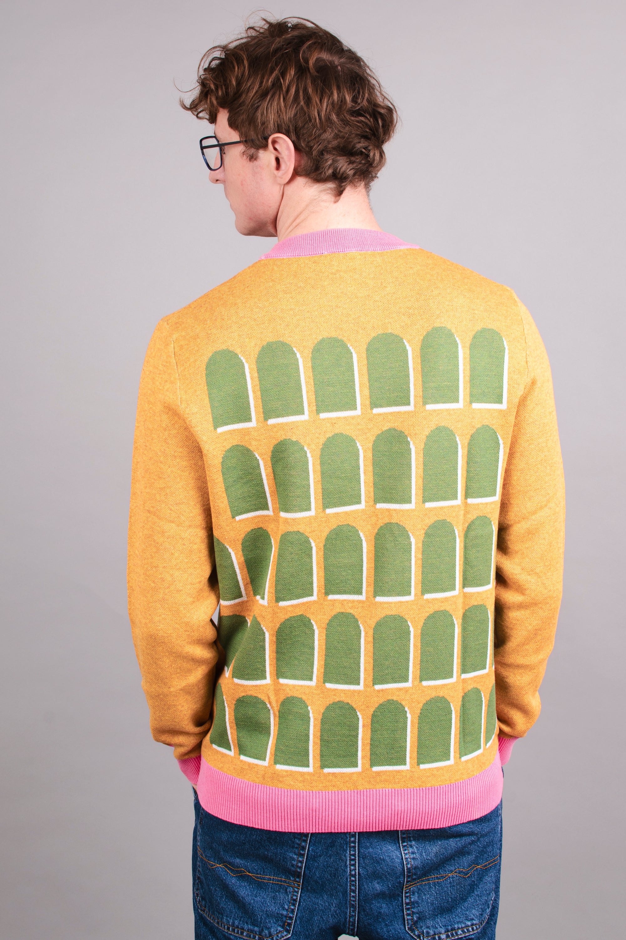 Green, Orange & Pink Arches Knitted Crew Neck Sweater