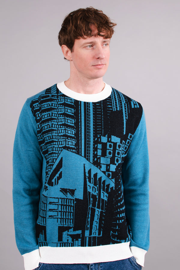 Brutalist Architecture Knitted Crew Neck Sweater