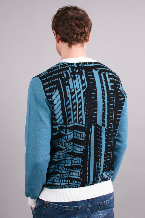 Brutalist Architecture Knitted Crew Neck Sweater