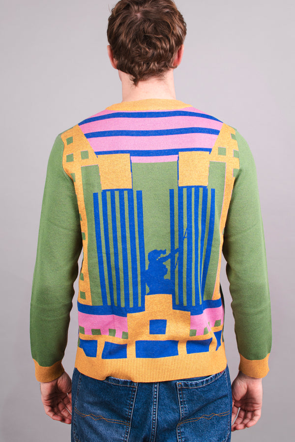 Portland Building Knitted Crew Neck Sweaters