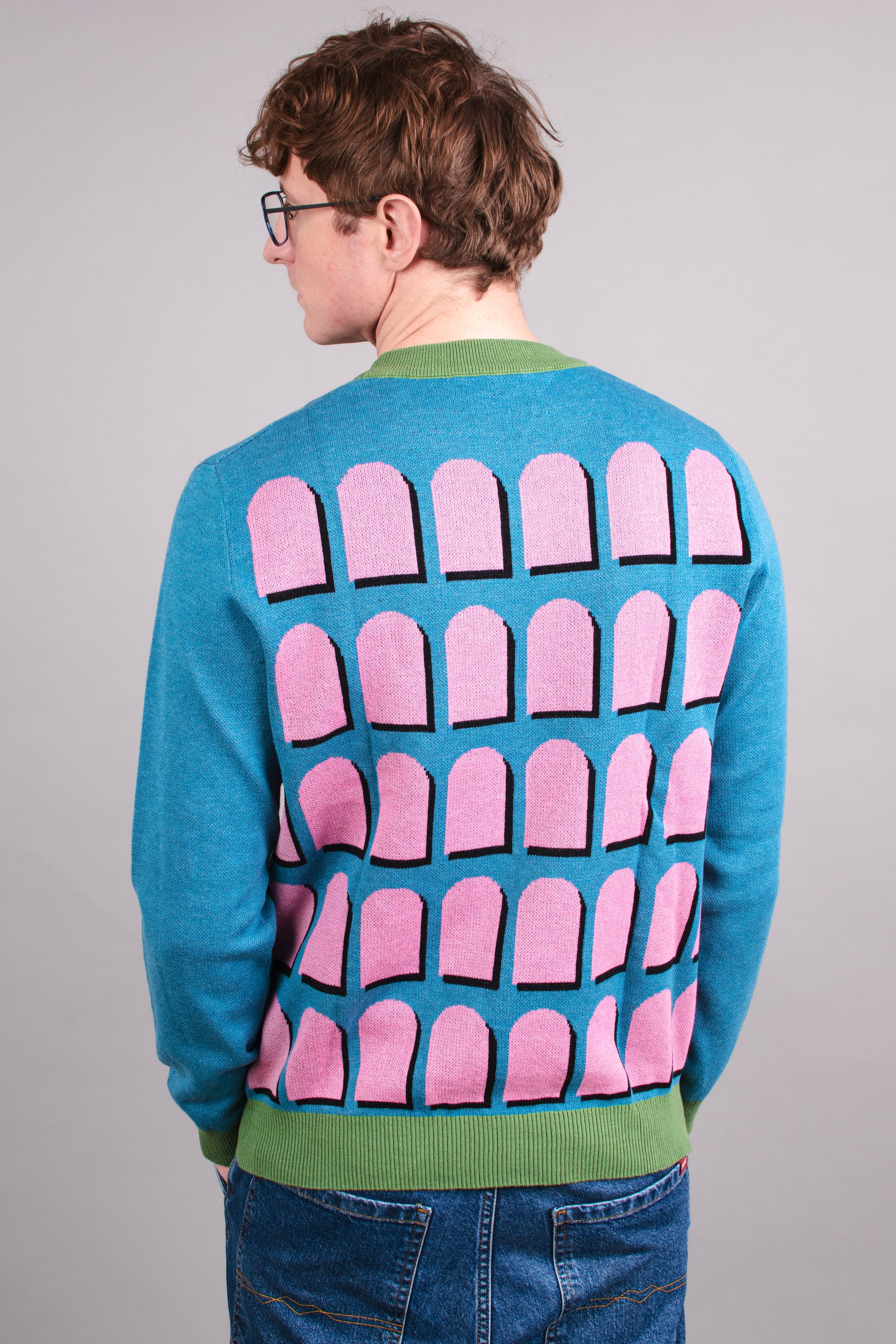 Pink, Blue & Green Arches Knitted Crew Neck Sweater