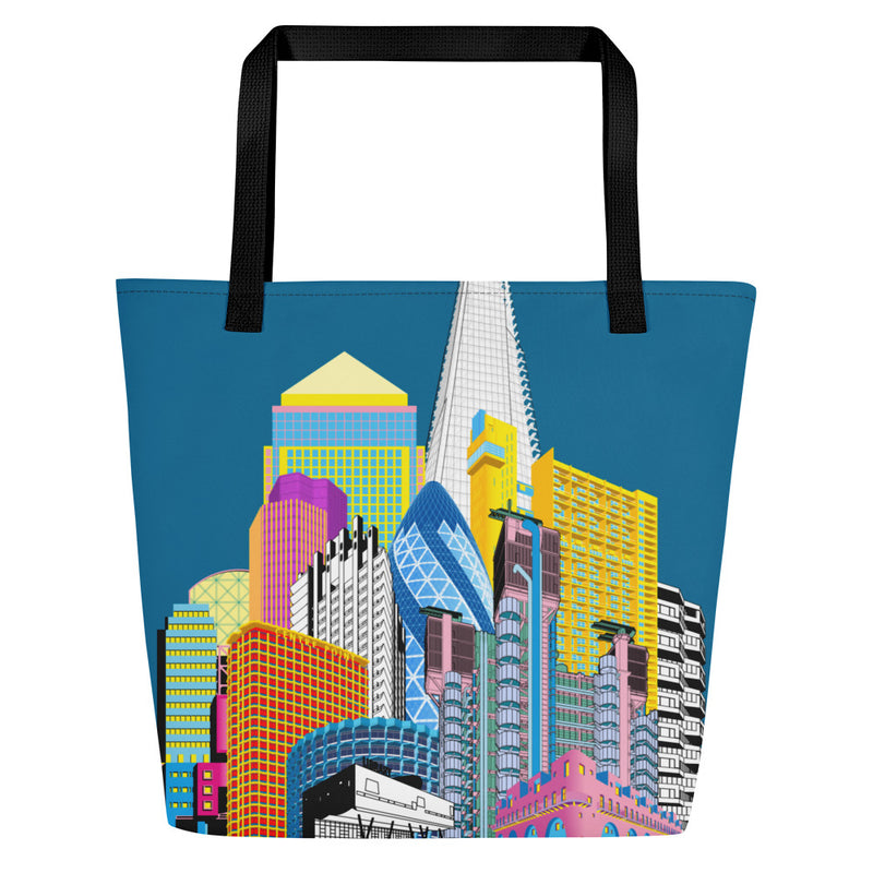 London Skyline Large Tote Bag With Pocket