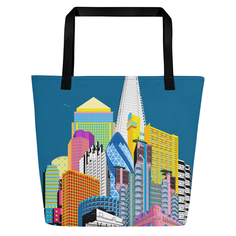 London Skyline Large Tote Bag With Pocket