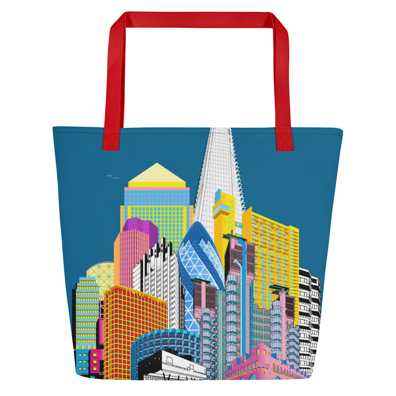 London Skyline Large Tote Bag With Pocket