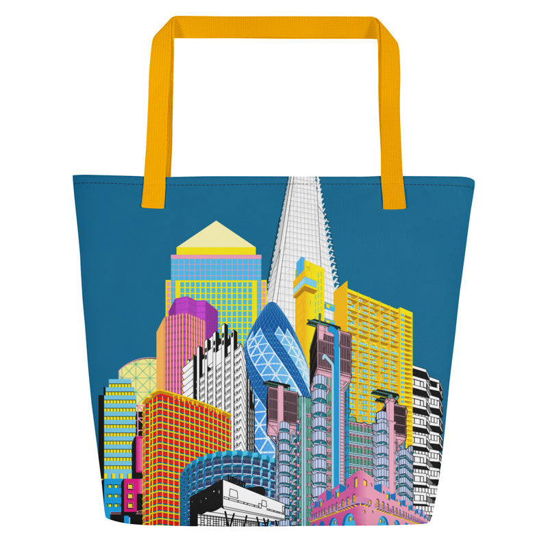 London Skyline Large Tote Bag With Pocket