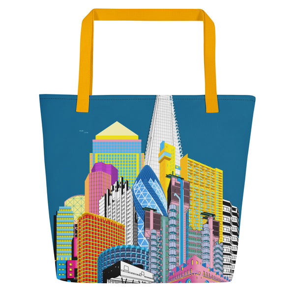 London Skyline Large Tote Bag With Pocket