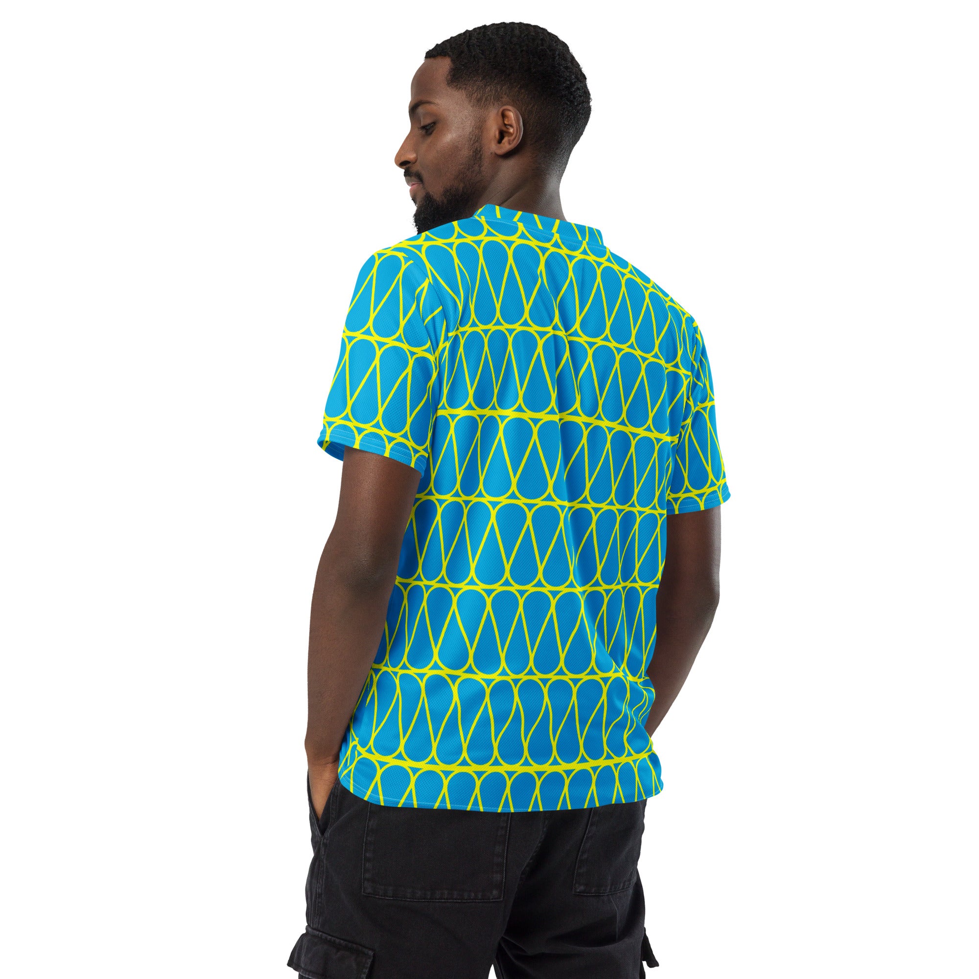 Insulation Blue & Yellow Recycled Unisex Sports T-Shirt