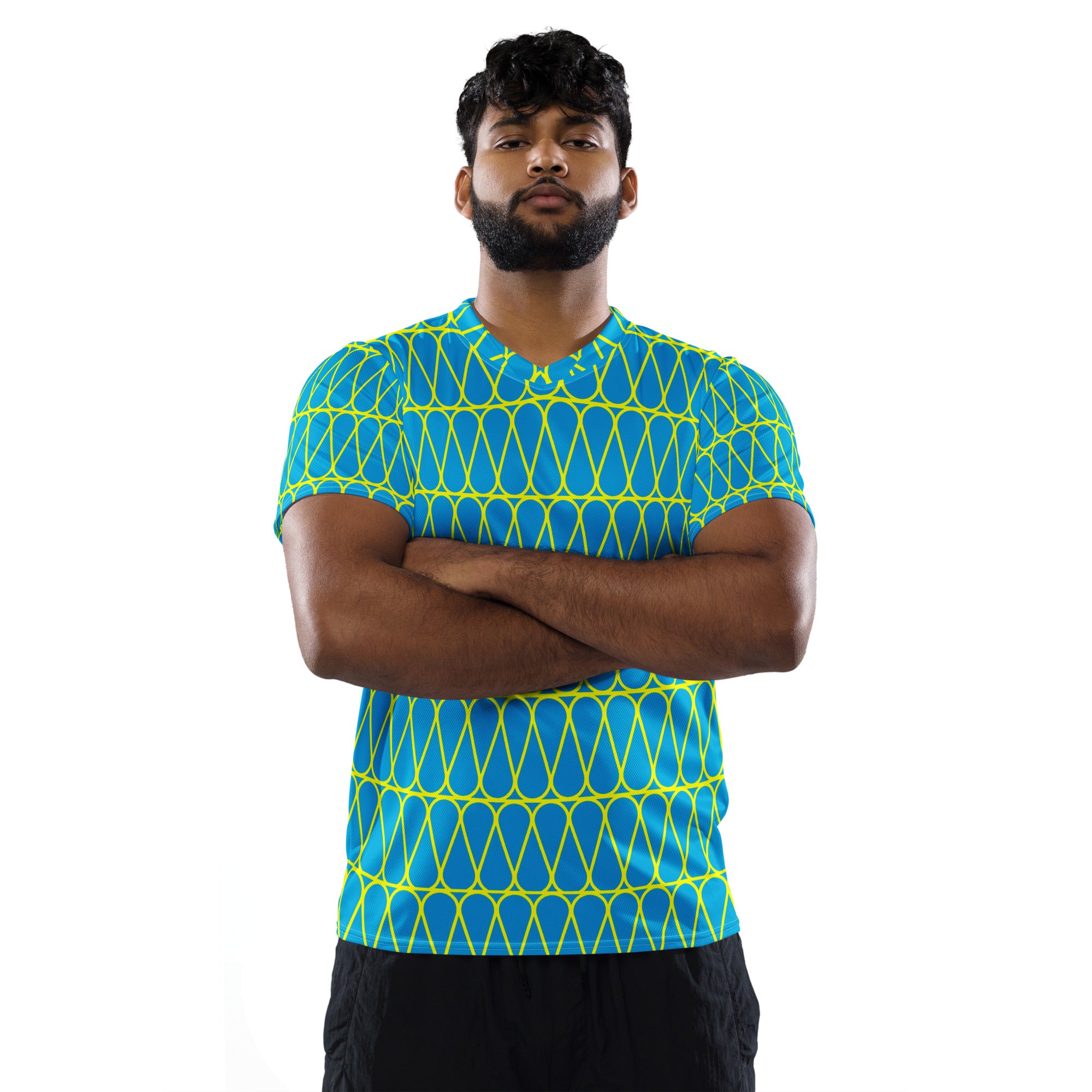 Insulation Blue & Yellow Recycled Unisex Sports T-Shirt