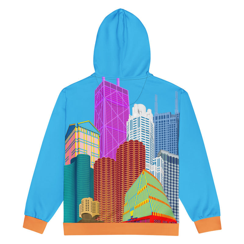 Chicago Architecture Recycled Unisex Zip Hoodie