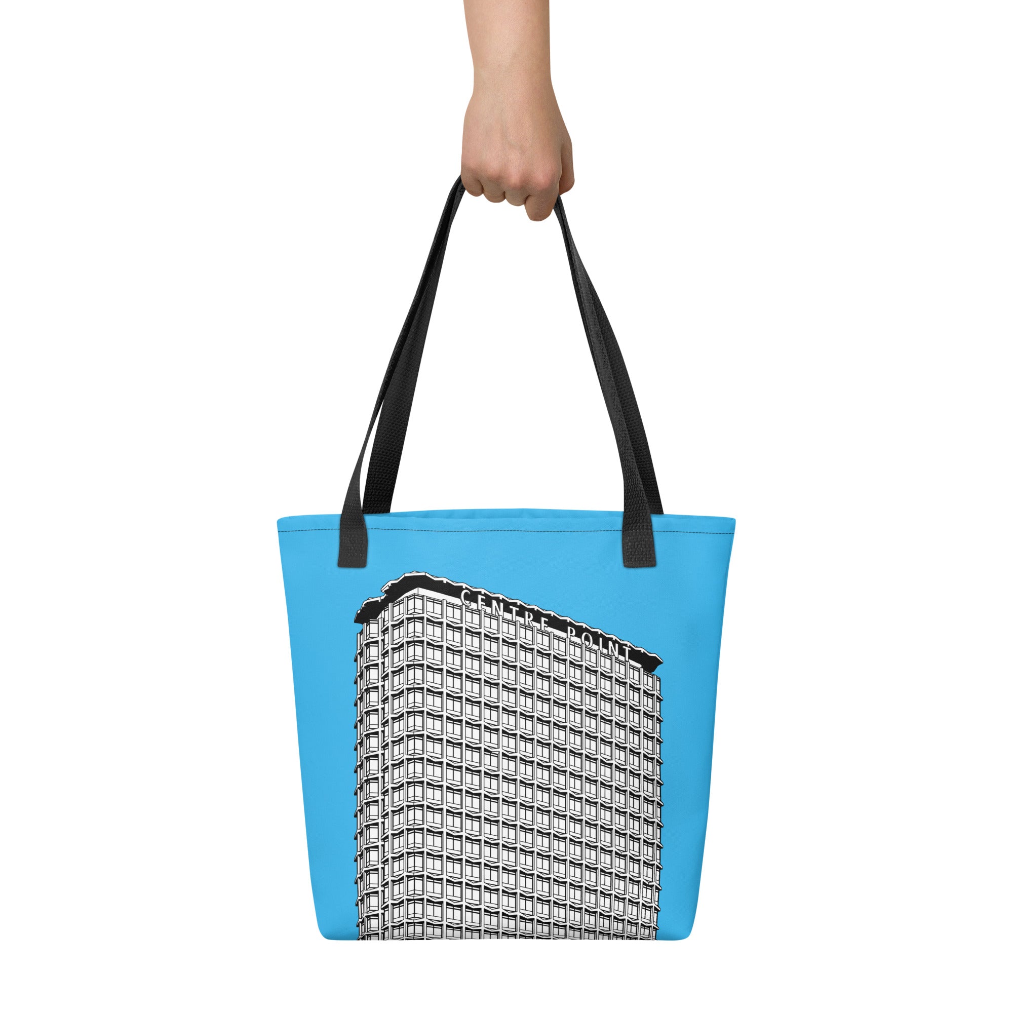 Centre Point Blue Tote Bags