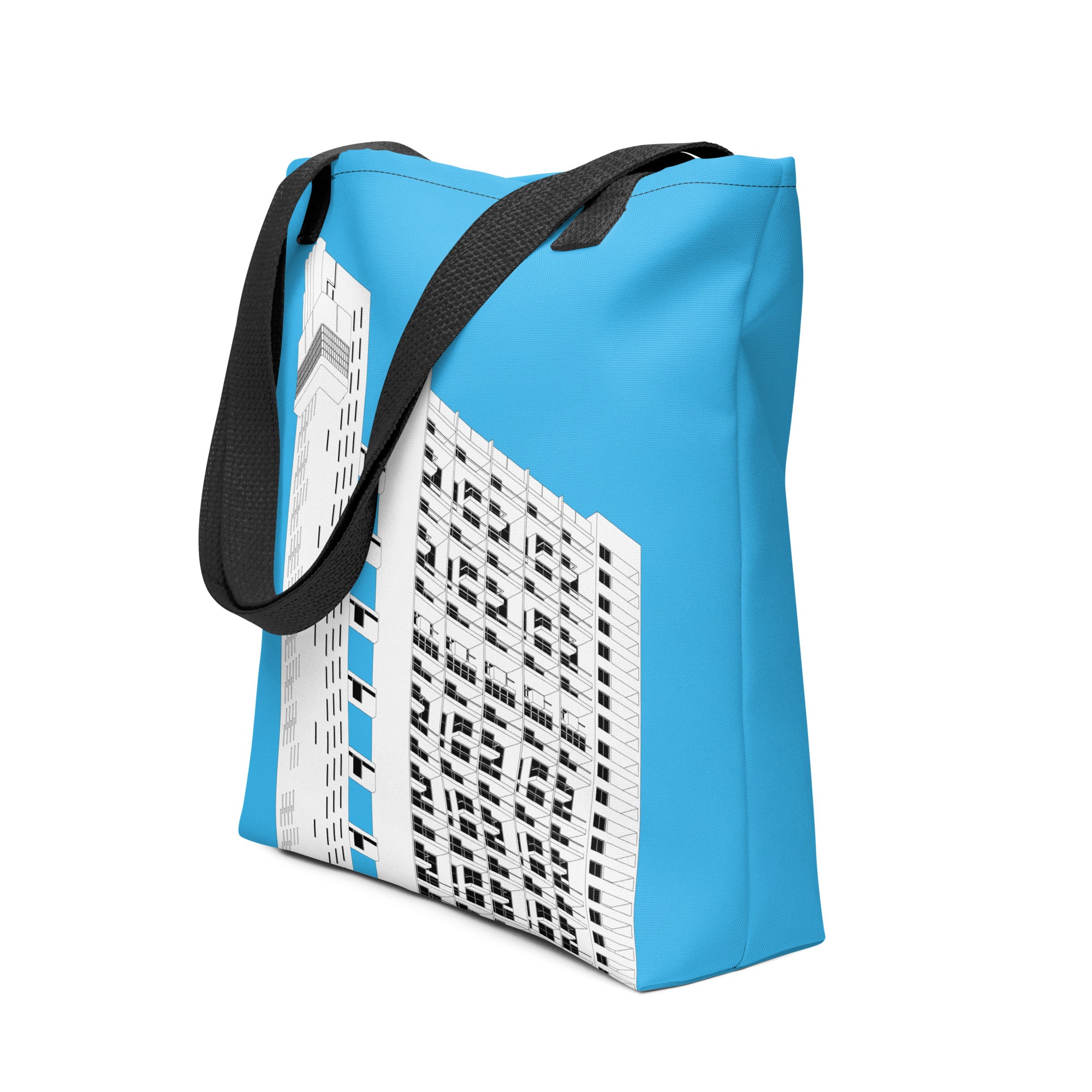 Trellick Tower Blue Tote Bags