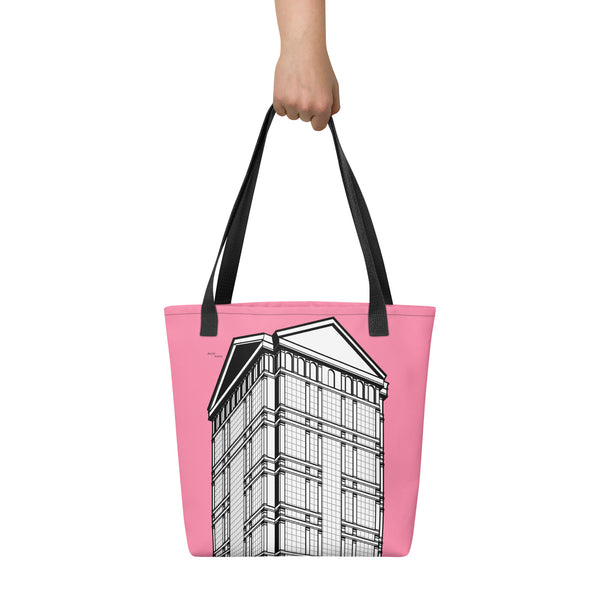77 West Wacker Pink Tote Bags