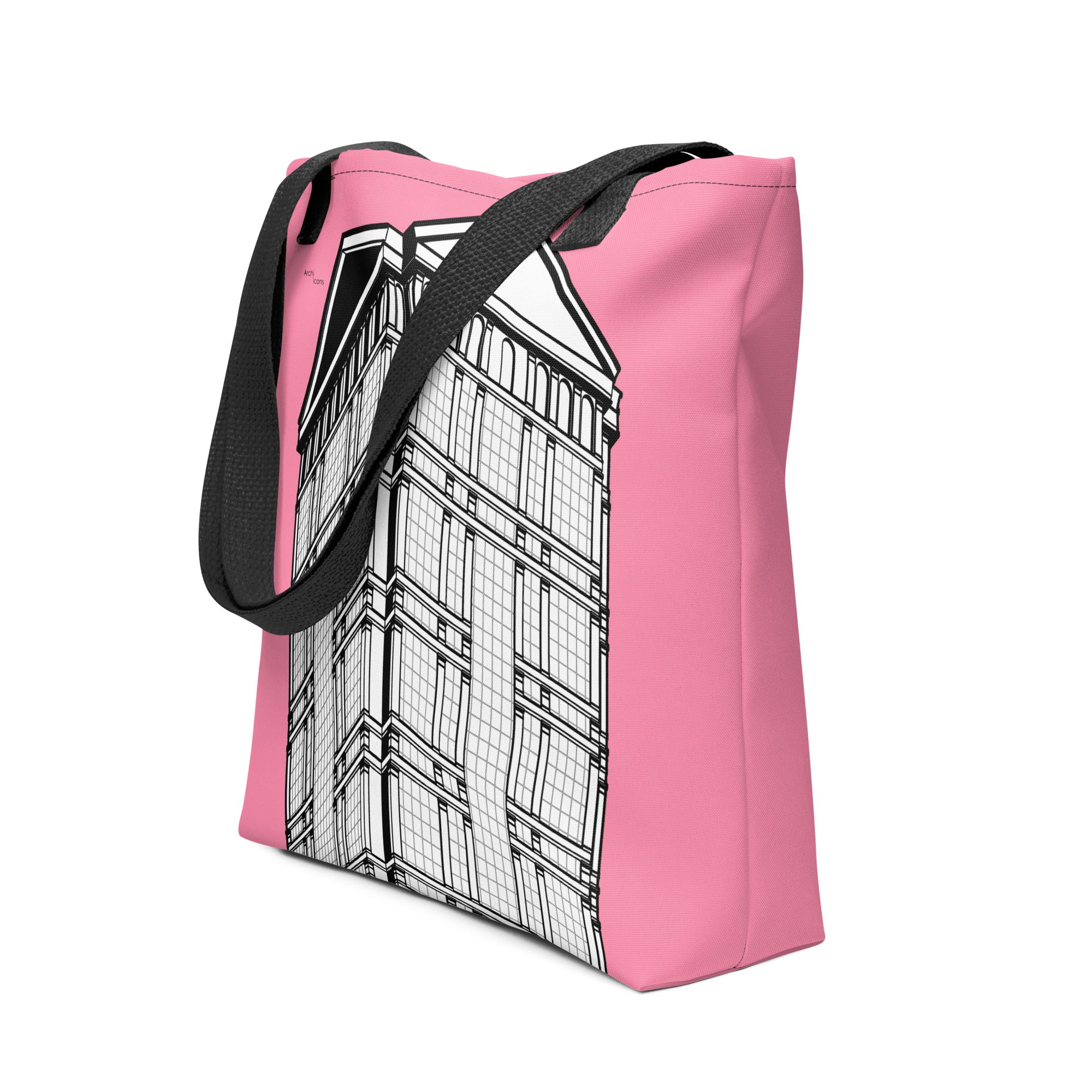77 West Wacker Pink Tote Bags