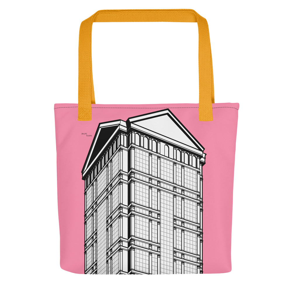 77 West Wacker Pink Tote Bags