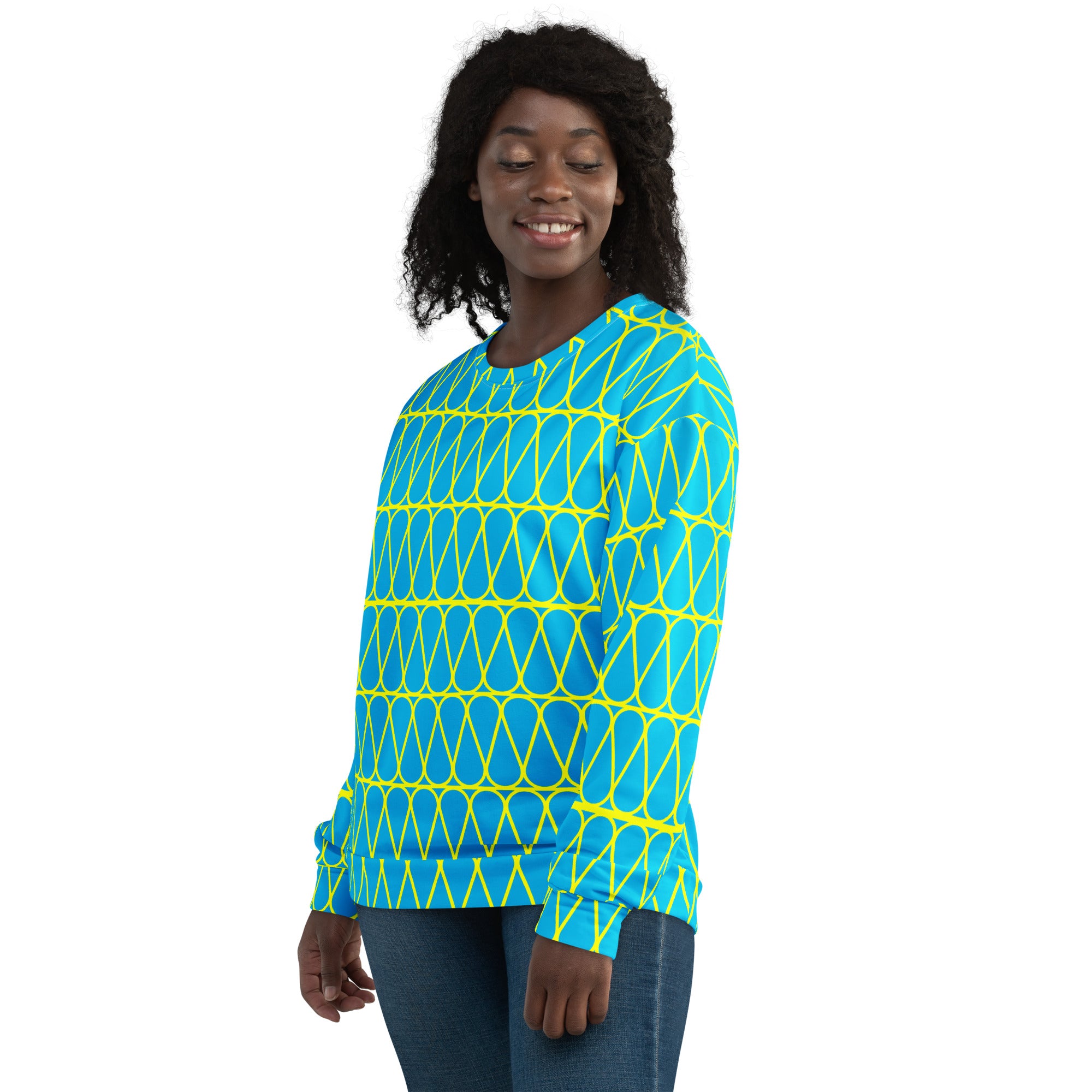 Insulation Yellow and Blue Hatch Unisex Recycled Sweatshirt