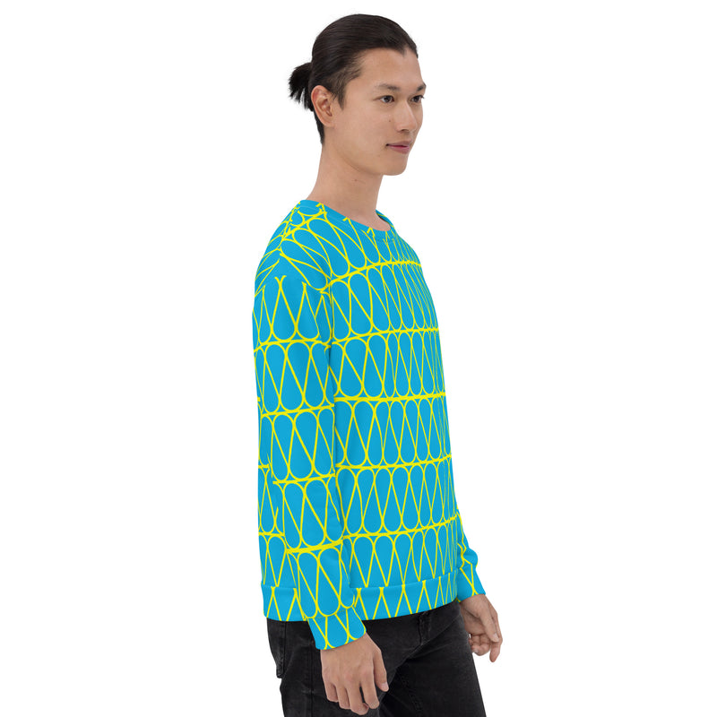 Insulation Yellow and Blue Hatch Unisex Recycled Sweatshirt