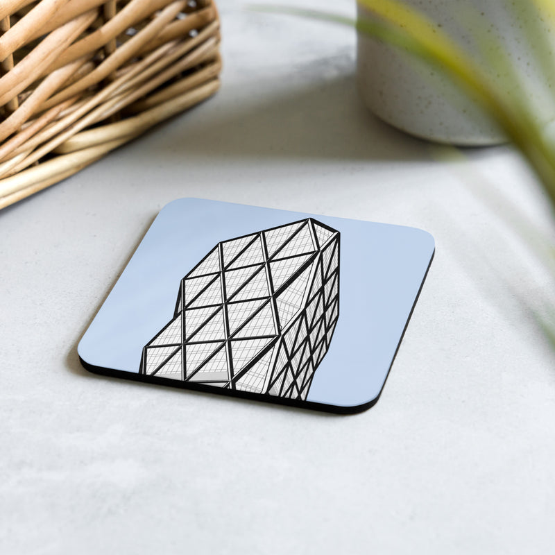 Hearst Tower Blue Cork-back Coaster