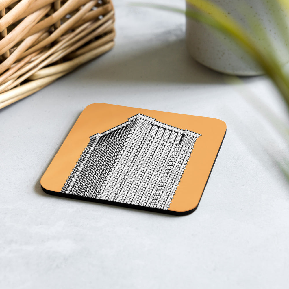 Leo Burnett Building Orange Cork-back Coaster