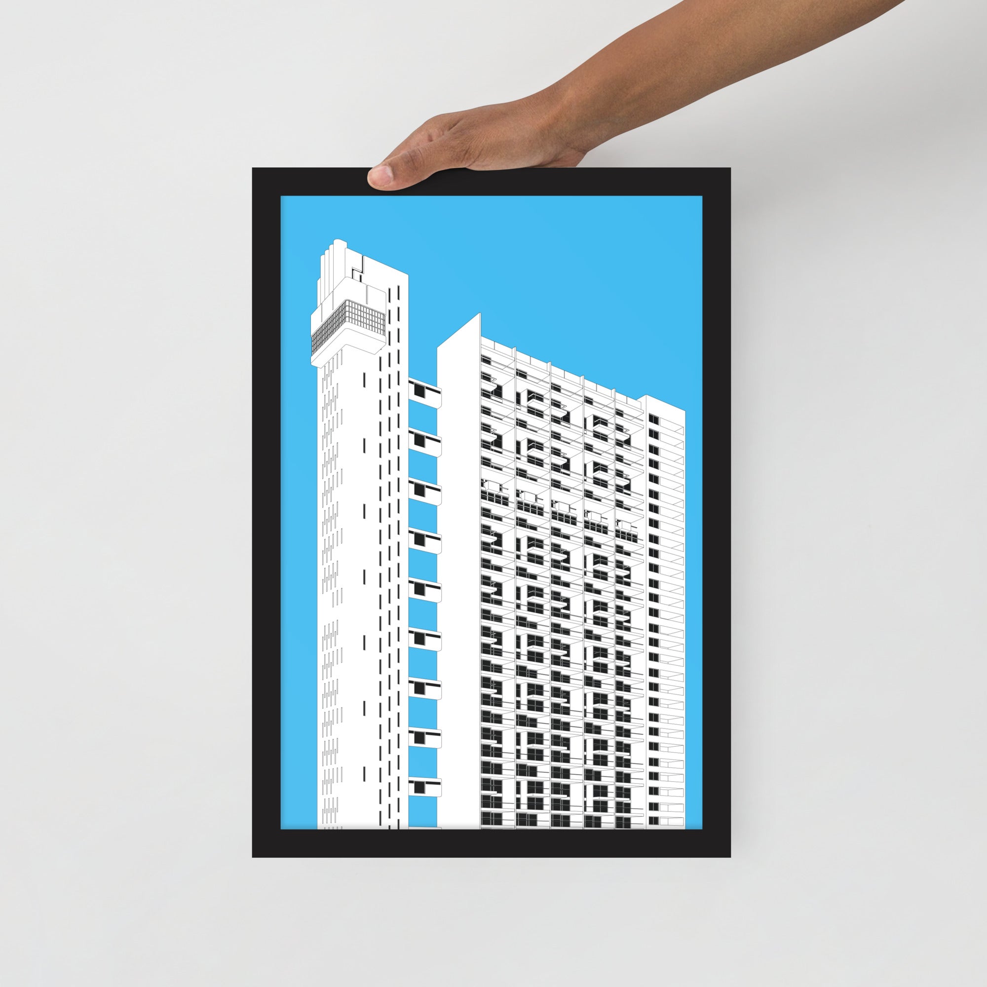 Trellick Tower Blue Framed Prints