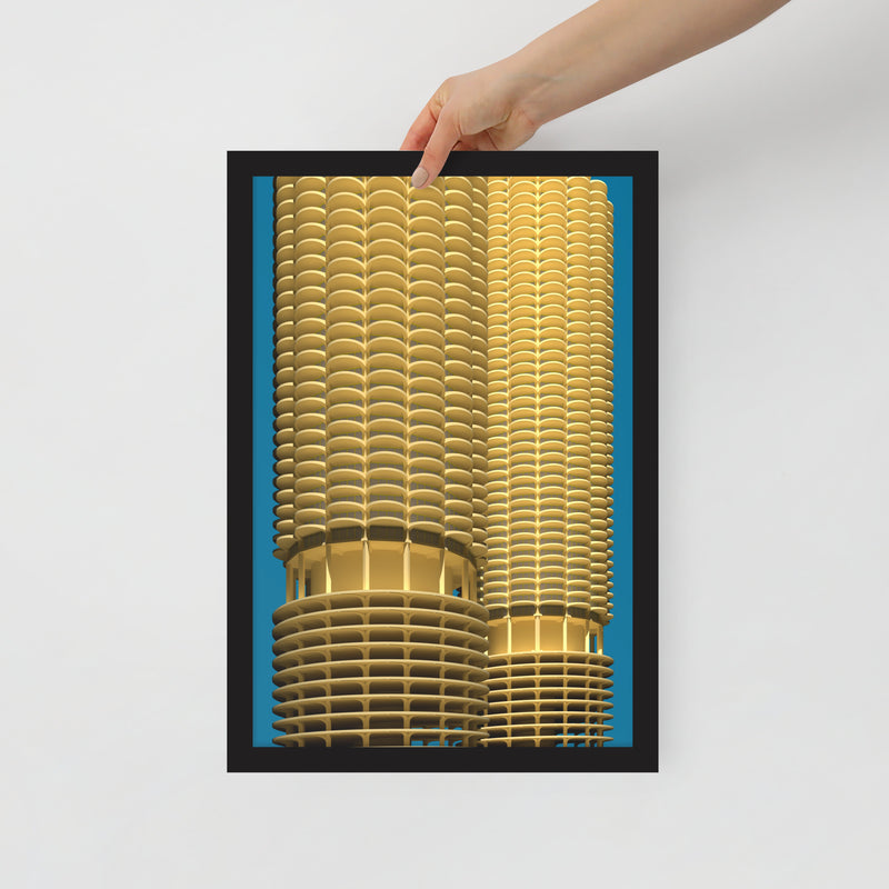 Marina City Framed Prints With Shadows