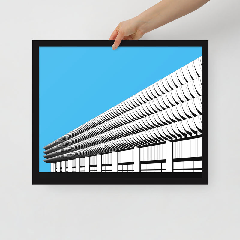 Preston Bus Station Blue Framed Prints