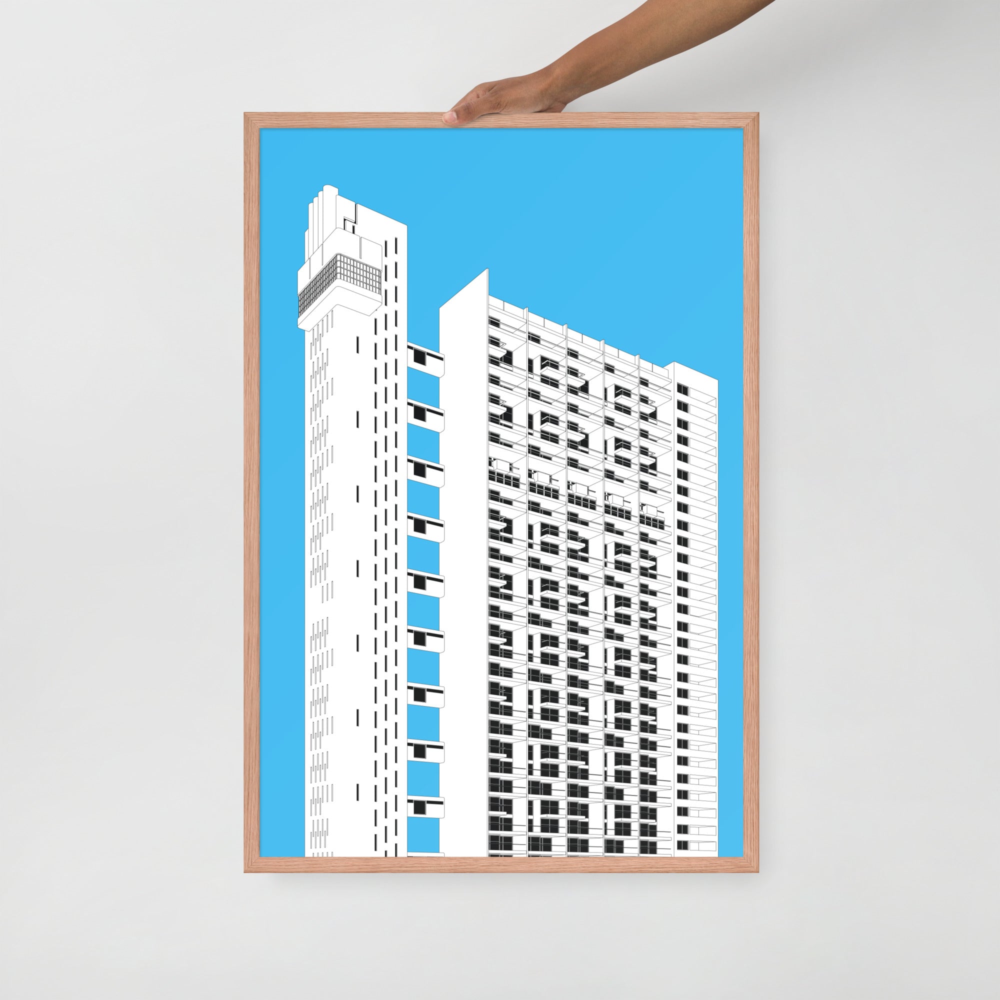 Trellick Tower Blue Framed Prints