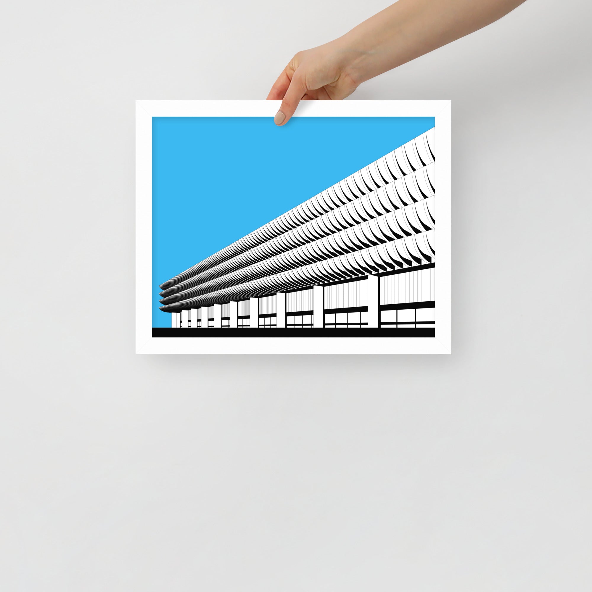 Preston Bus Station Blue Framed Prints