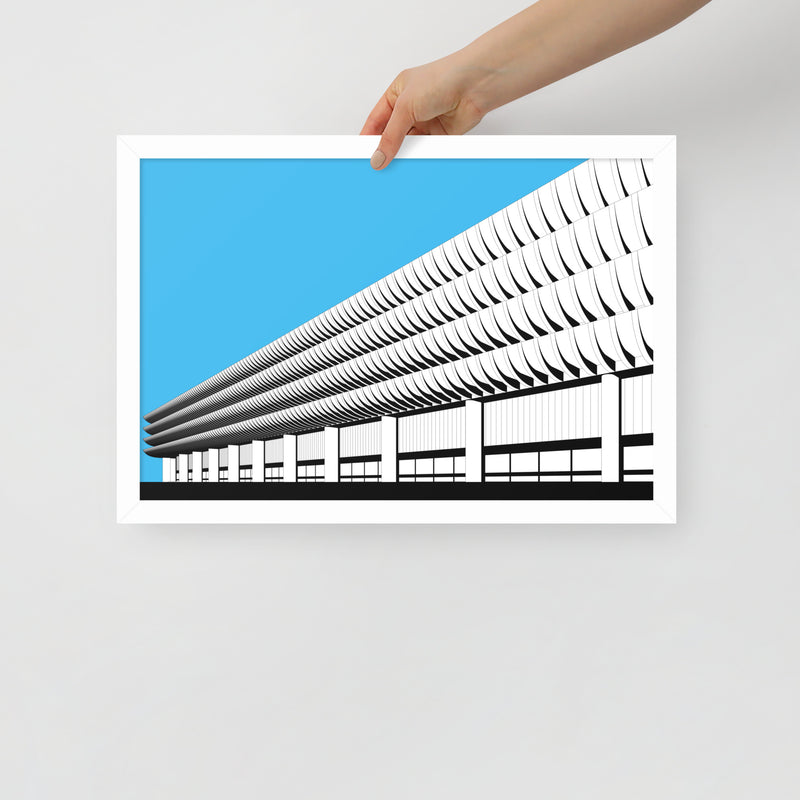 Preston Bus Station Blue Framed Prints