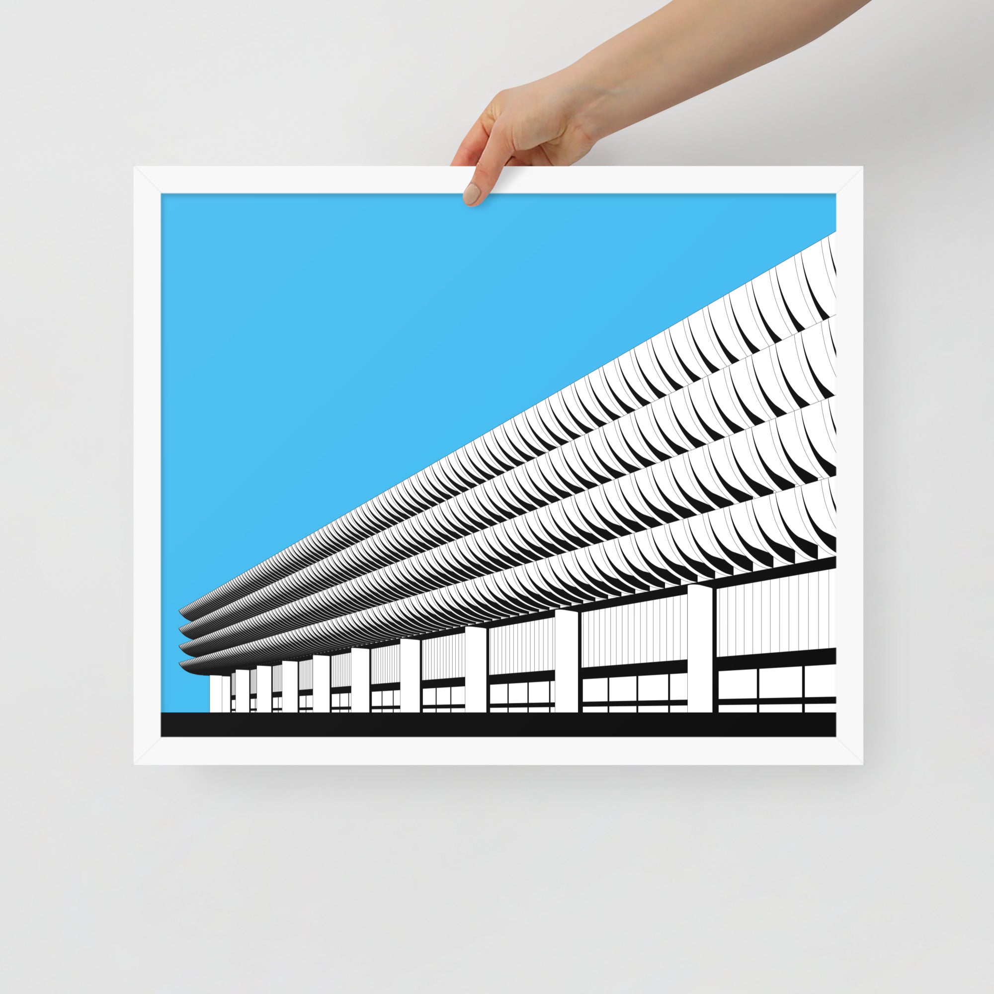 Preston Bus Station Blue Framed Prints