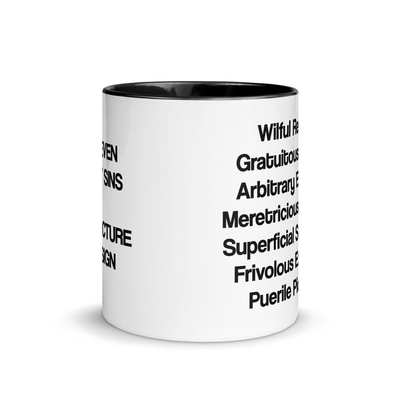 The Seven Deadly Sins of Architecture & Design Different Coloured Mugs